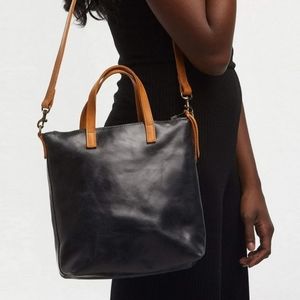 🥰 GUC ABLE Brand Commuter Genuine Leather Crossbody Bag, Black/Tan, Medium